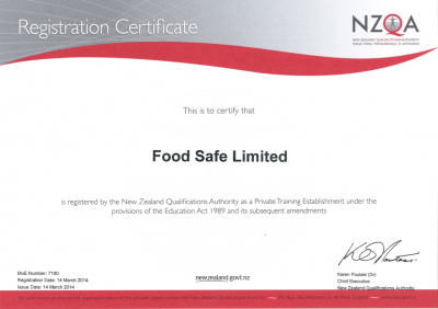 NZQA Food Safe Registration