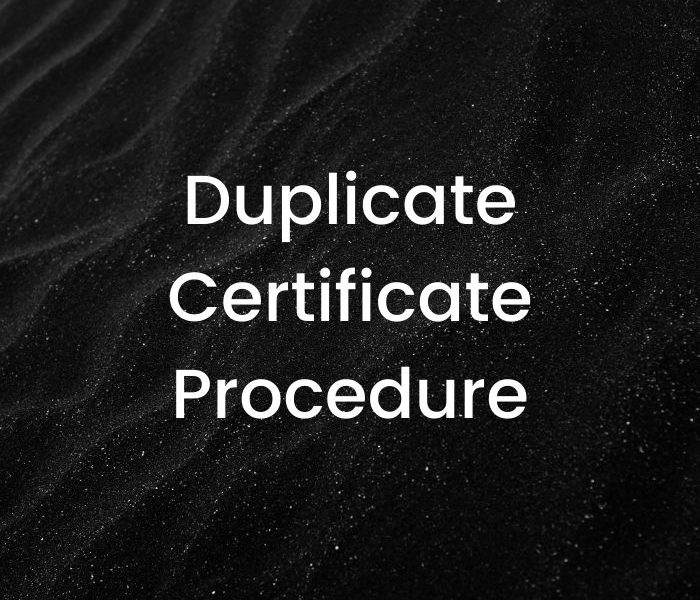 Duplicate Certificate Steps