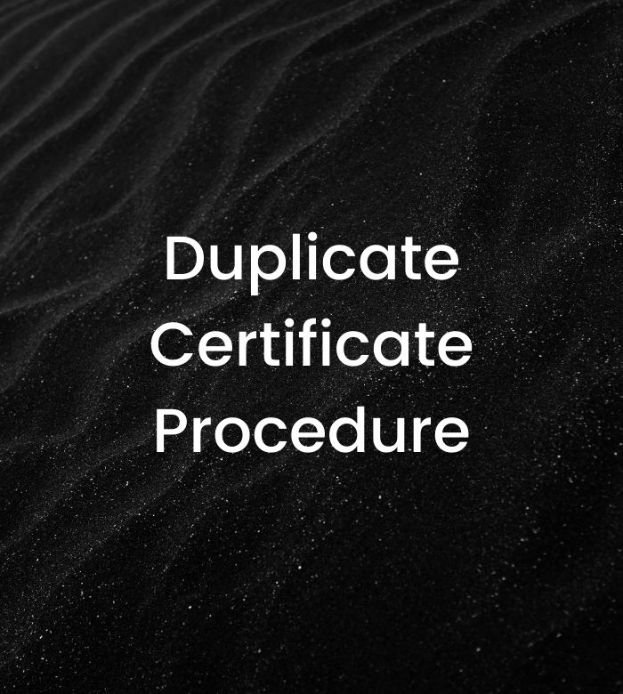 Duplicate Certificate Steps