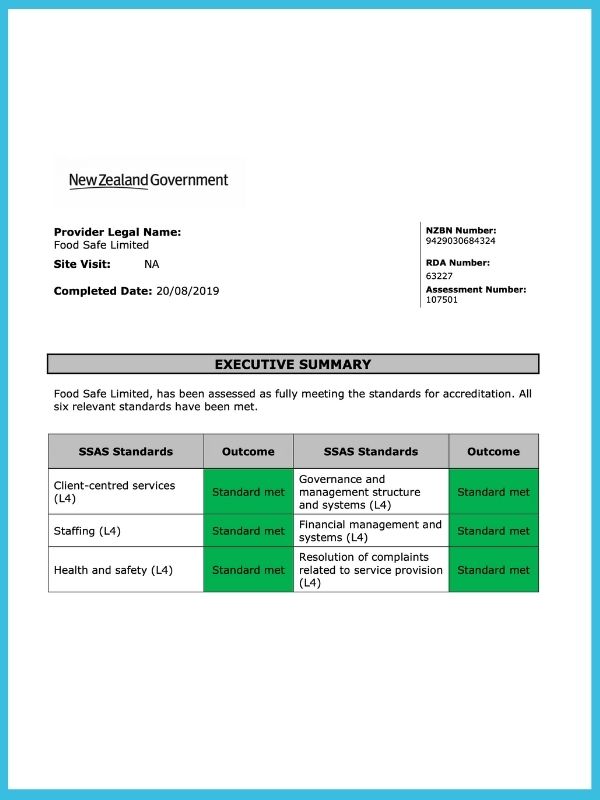 Food Safe New Zealand Government Accreditation