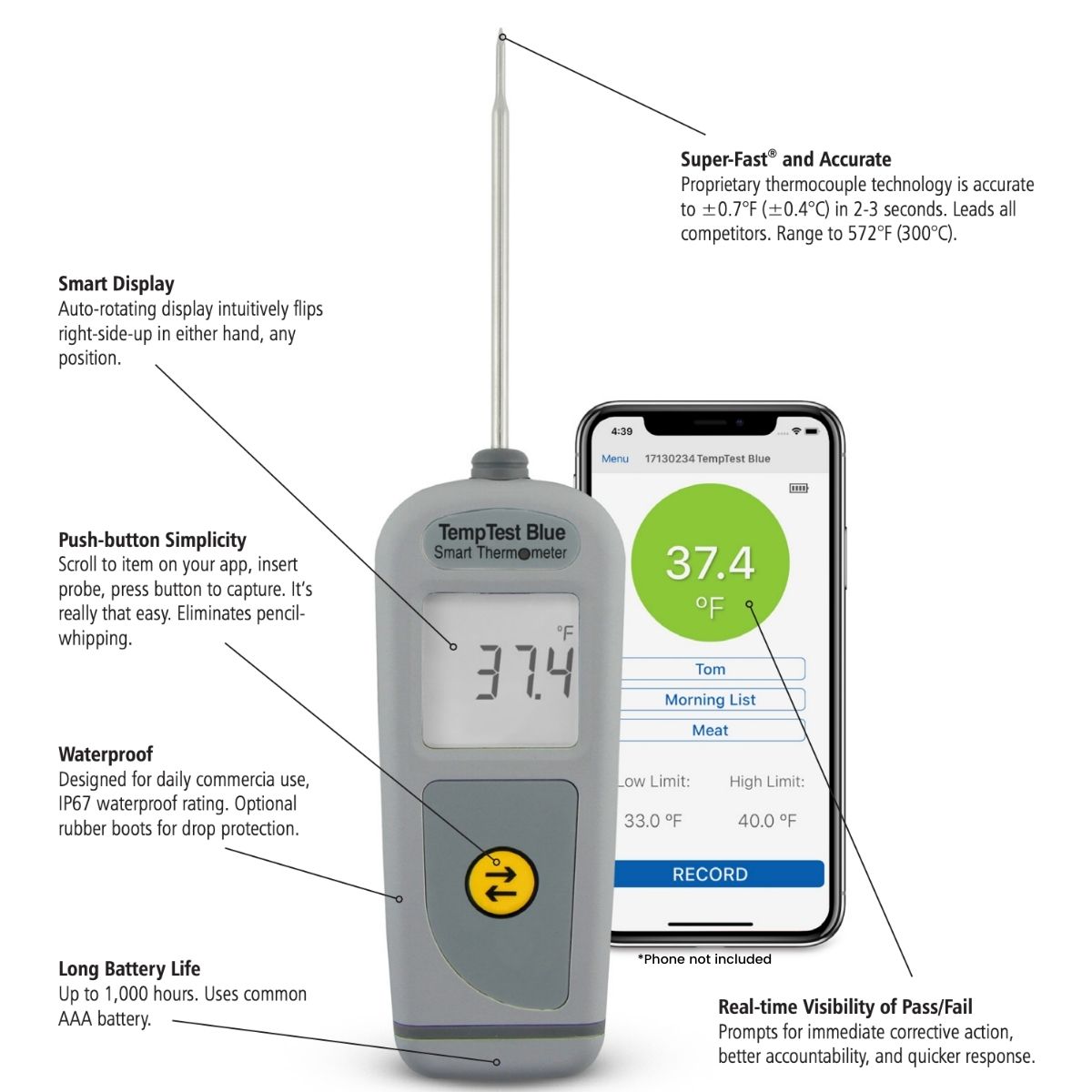 Information about a Bluetooth Temperature Probe TempTest Blue