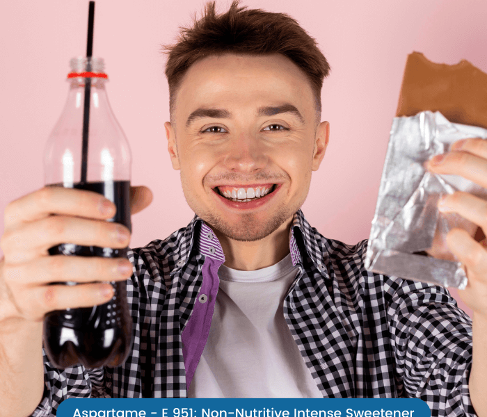 Person hold diet cola with Aspartame E 951