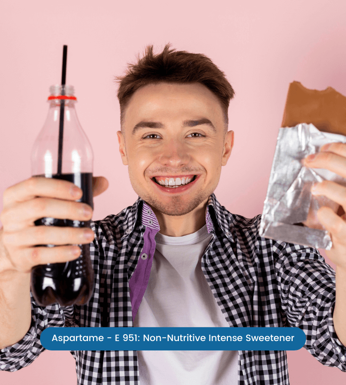 Person hold diet cola with Aspartame E 951